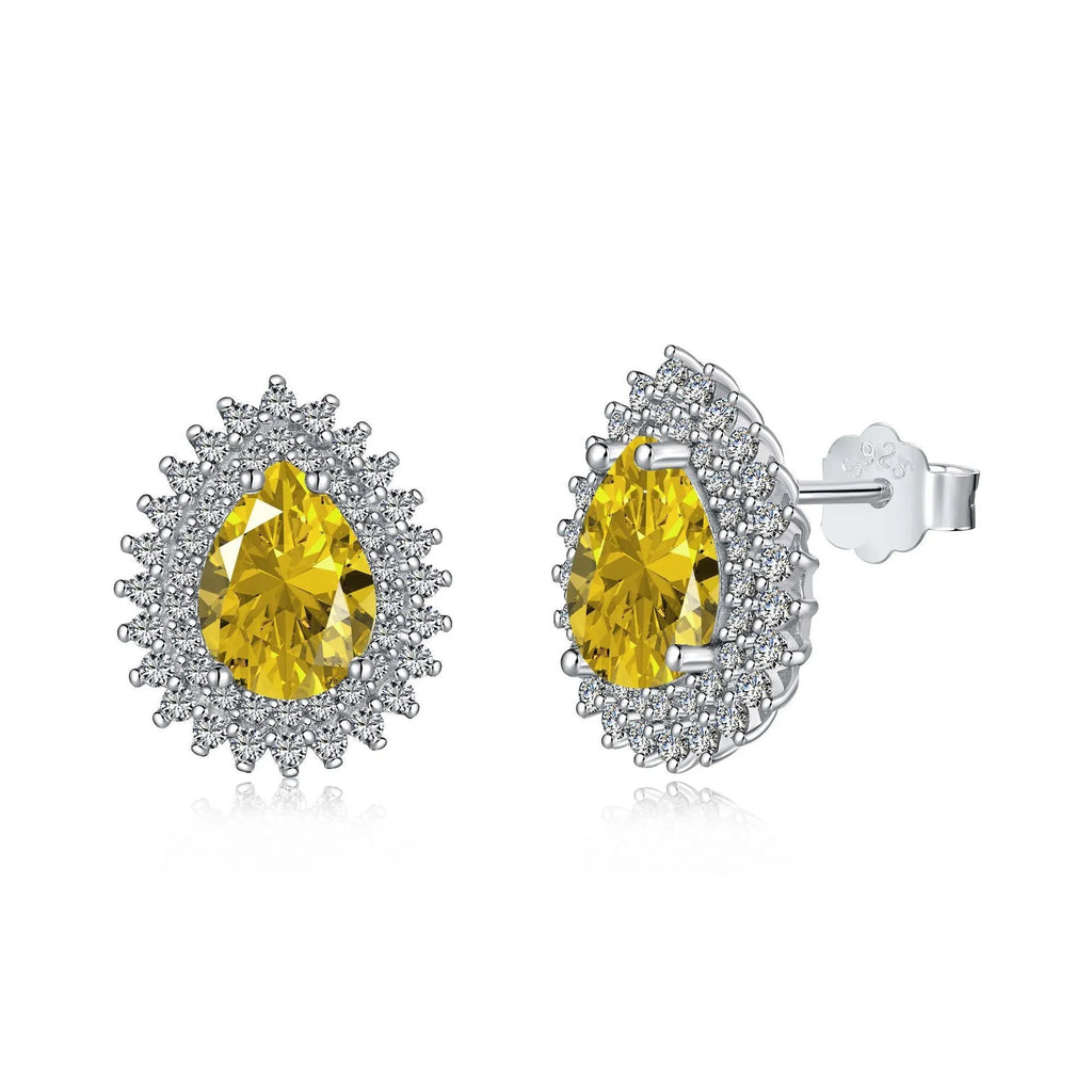 Sterling silver water droplet jewellery set necklace ring earrings golden white