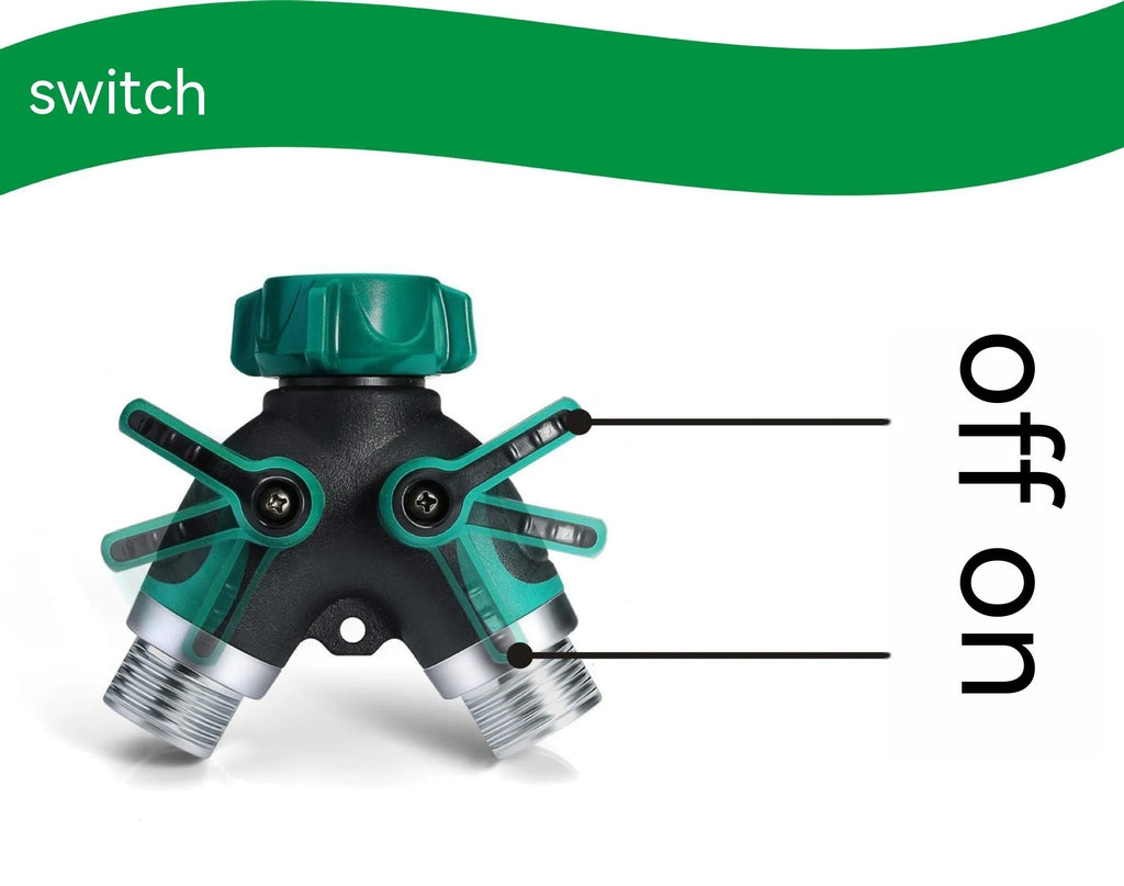 Garden zinc alloy 6-point double pass ball valve diverter with dual outlets