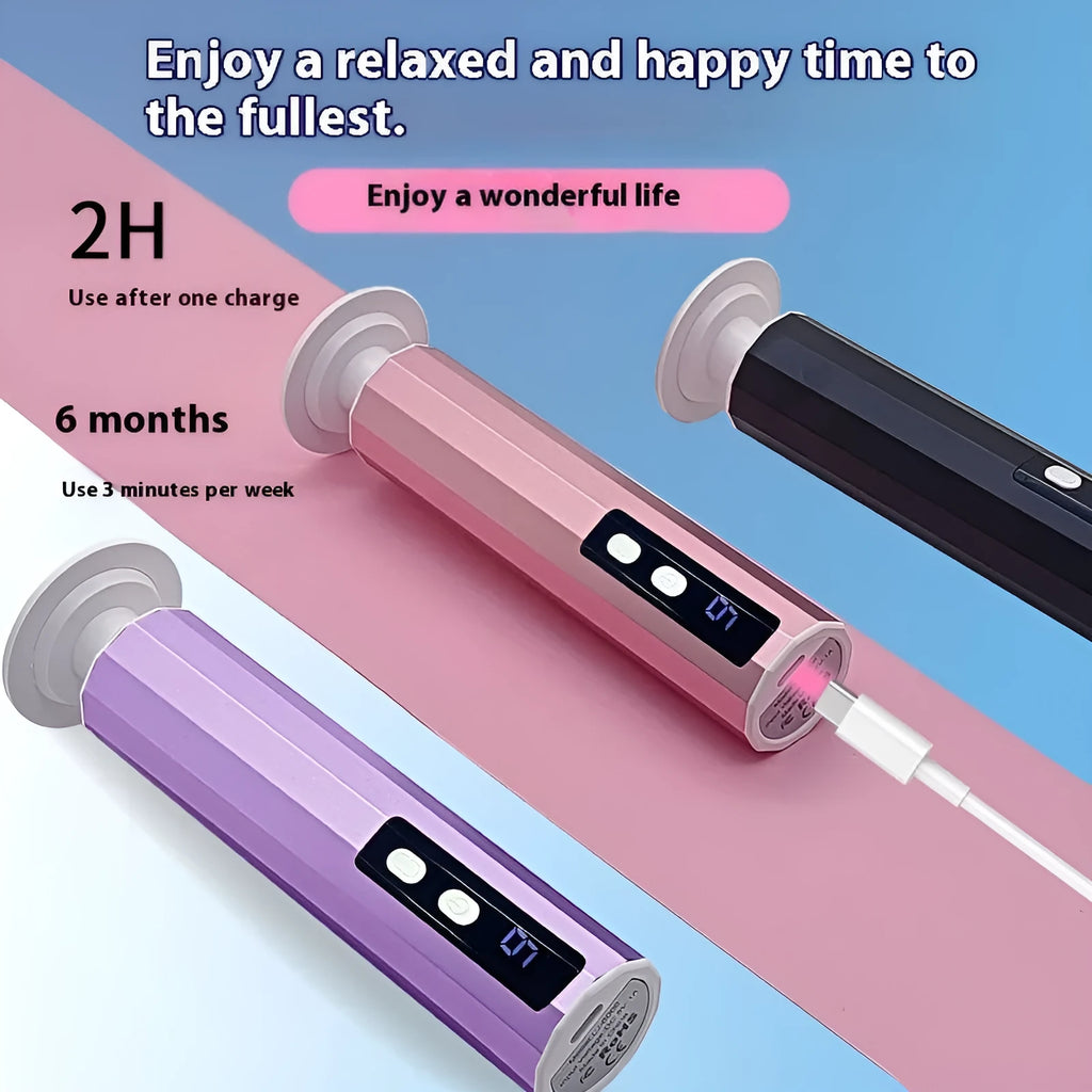 Electric foot callus remover with sandpaper discs in black, pink or purple colour with USB charging cable