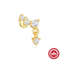 S925 sterling silver geometric star-shaped earrings with an embedded moon diamond, shown in a gold colour finish.