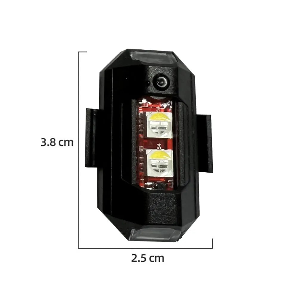 Drone signal light with RGB LED system showing multiple colours, includes mounting tape and ring belts