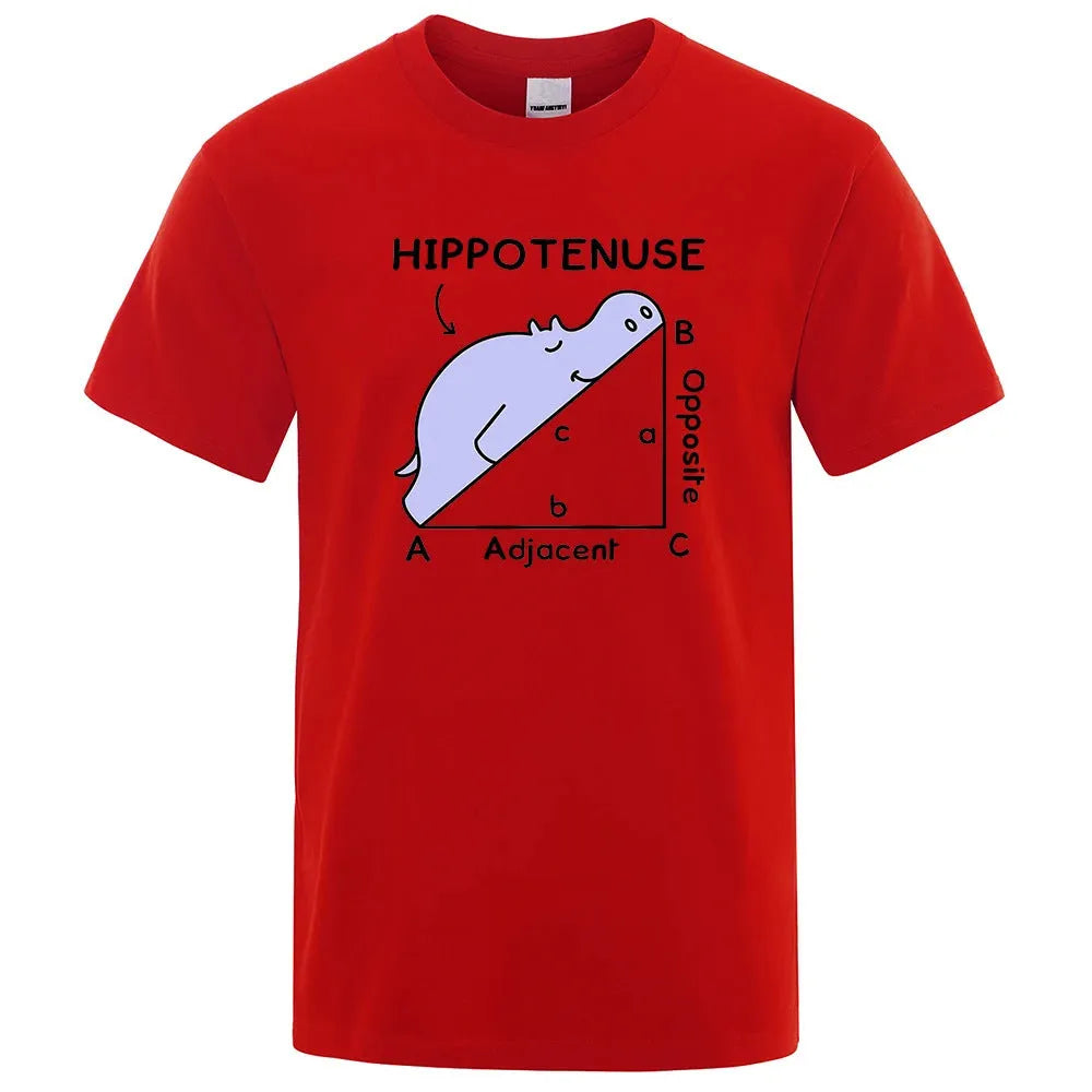 Hippotenuse Opposite Adjacent funny printed loose-fit cotton t-shirt in army green colour.