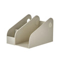 Plastic desktop storage box with two shelves in milk coffee colour, dimensions 14.5x17x22 cm