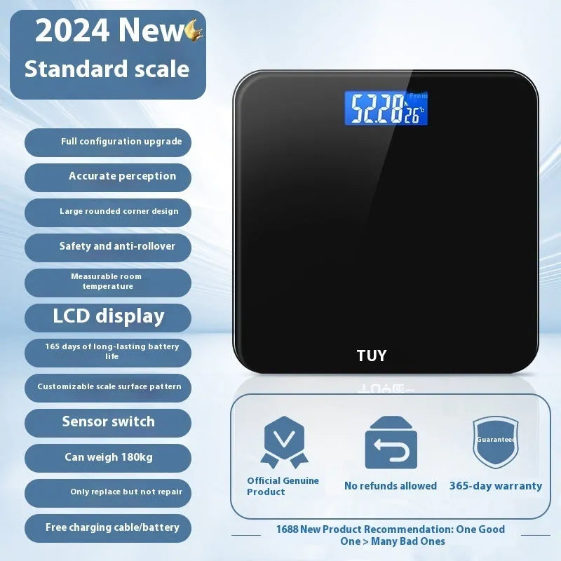 Digital bathroom weighing scale in 26cm square format with multiple colour and power options