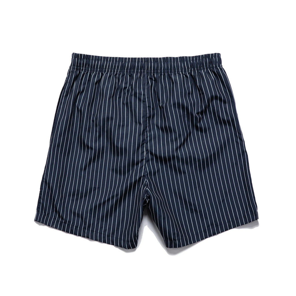Men's striped polyester shorts with straight leg opening and triangle lining in four colour options