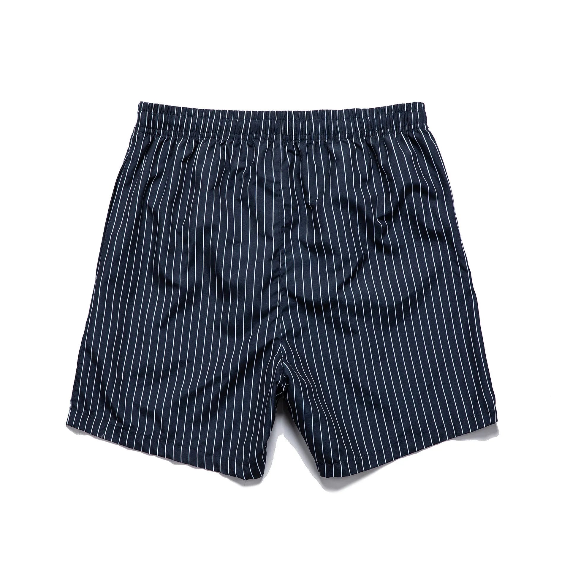 Men's striped polyester shorts with straight leg opening and triangle lining in four colour options