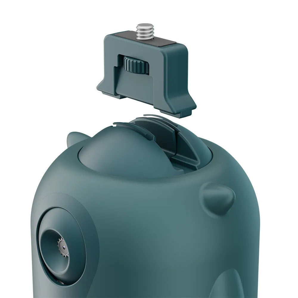 Dark green intelligent gimbal with 360 rotation for AI face tracking on cameras.