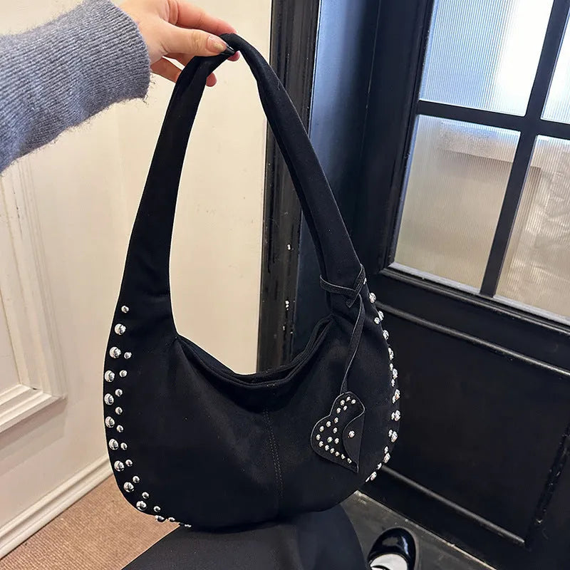 Soft plush casual tote handbag for women in retro style, shown in black, red, brown, or green.