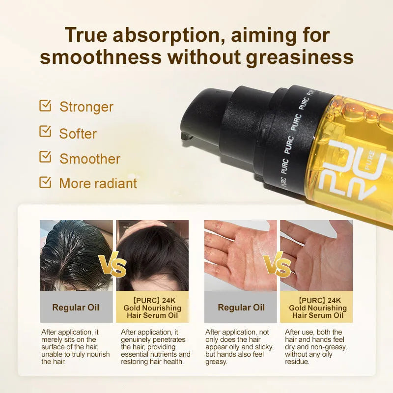 Yellow 50ml curly hair repair essential oil bottle for split ends and scalp care