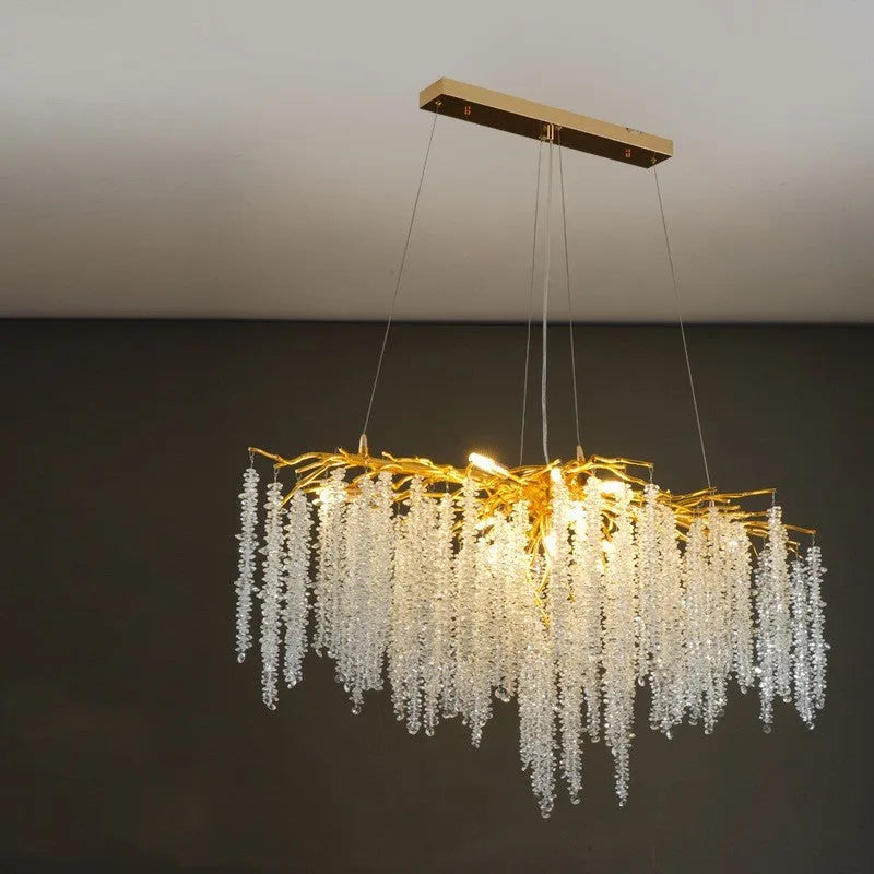 Crystal chandelier ceiling light with adjustable height aluminium alloy body