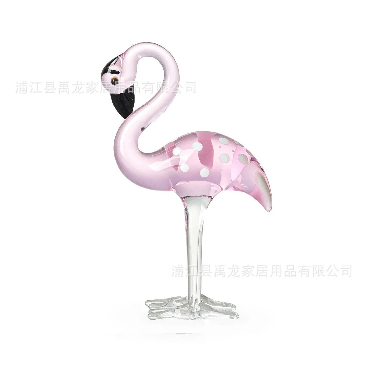 Pink crystal flamingo decorative figurine on table with modern simple style