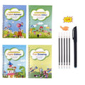 Magic calligraphy set with four spellbooks, pen and refills showing square 3D slot design