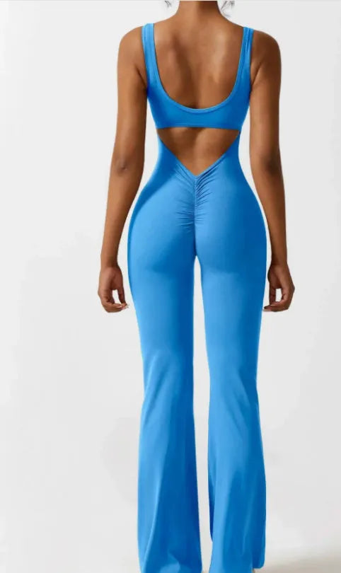 Women's milk silk yoga bodysuit with seamless design and mid-waist trousers length