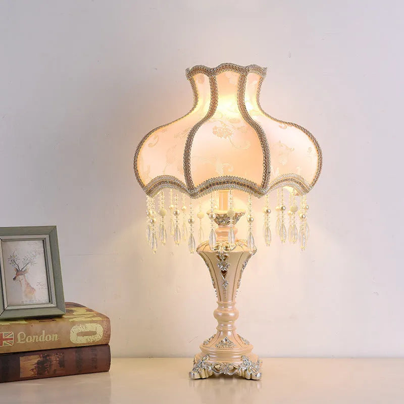 European style table lamp 55cm high with remote control tricolour light for bedside use