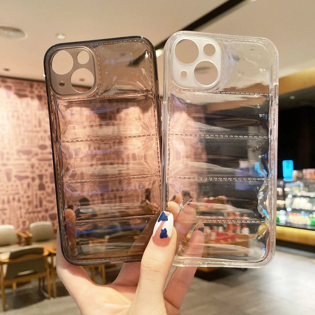 Transparent black TPU air cushion phone case for iPhone 15 series with all-inclusive coverage and anti-fingerprint finish