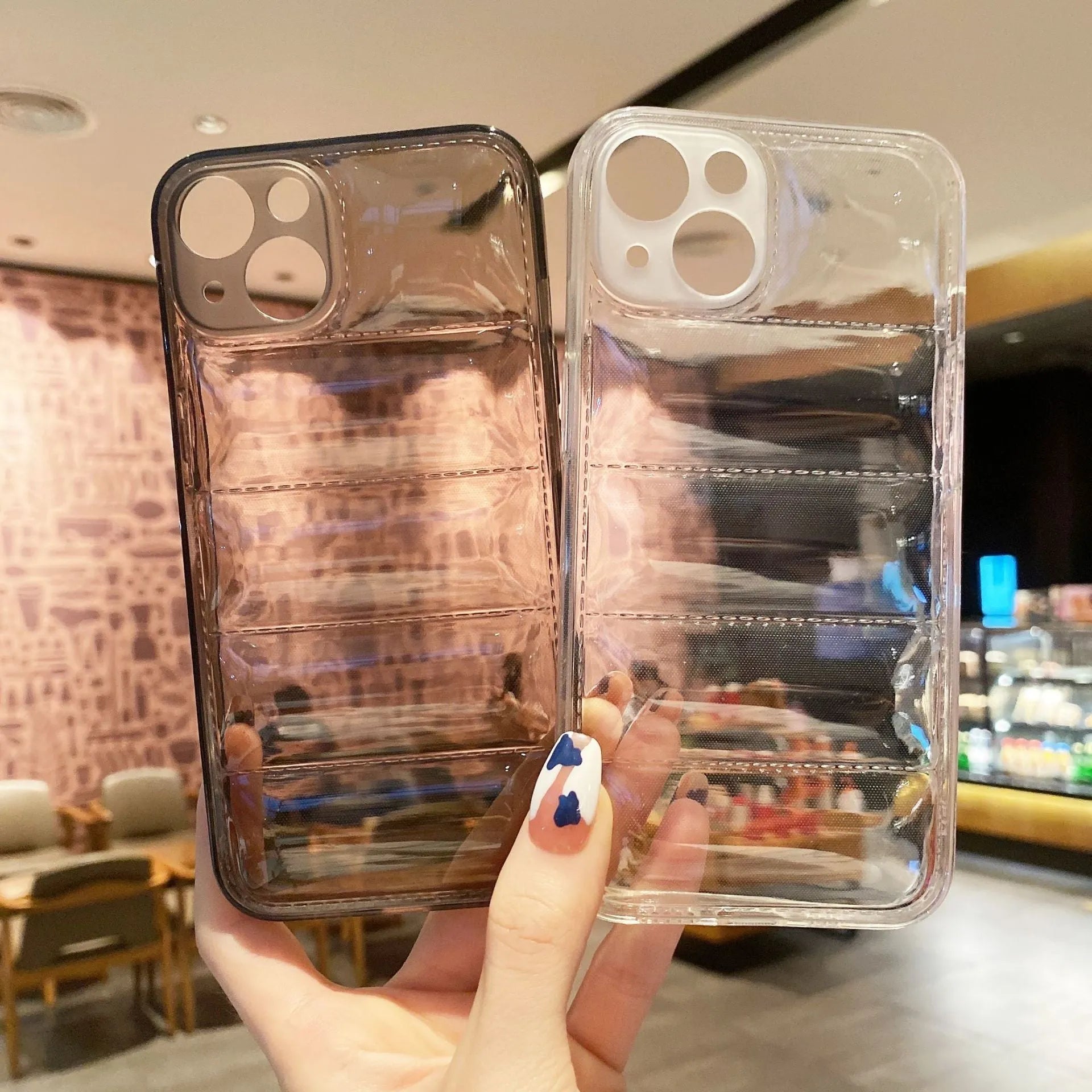Transparent black TPU air cushion phone case for iPhone 15 series with all-inclusive coverage and anti-fingerprint finish