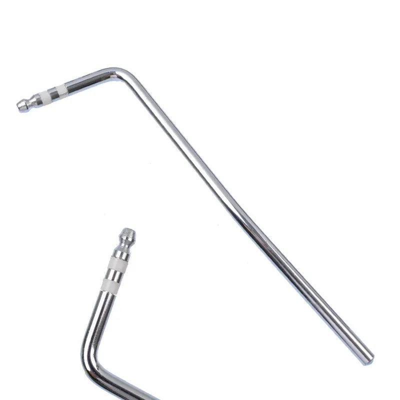 Guitar tremolo bar in chrome finish showing direct plug-in end and lever