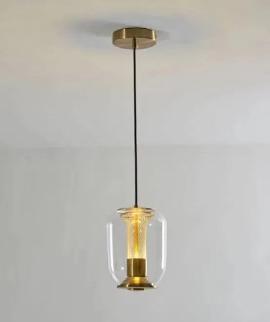 Nordic minimalist chandelier light fixture in transparent, cognac or smoky grey colour measuring D16cm x H20cm