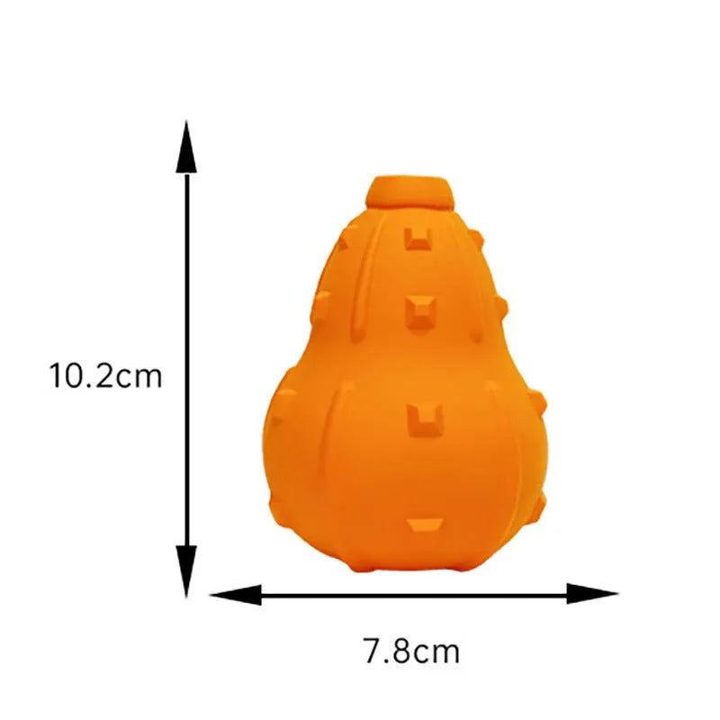 Natural rubber stuffable dog toy for small medium breeds with longer strap for fetch and tug
