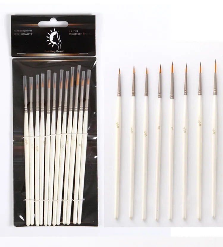 Set of 12 pearl white fluorescent marker pens with a solid wood pen holder for artists.
