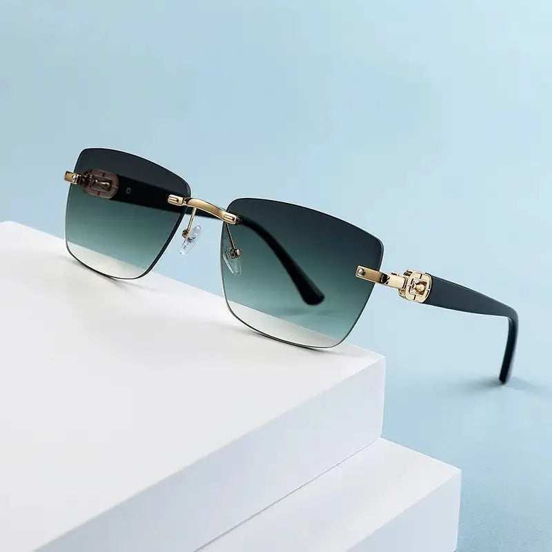 New frameless sunglasses for men with metal frame and colored lenses, suitable for driving and outdoor sports