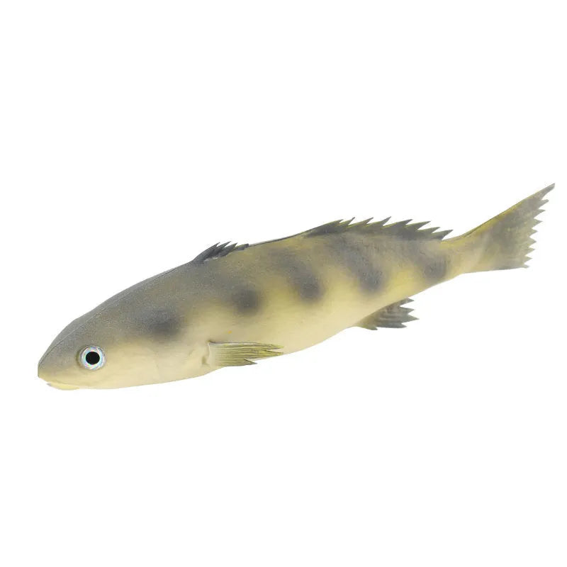 Three PU simulated fish ornaments showing yellow-fin tuna, small tuna and yellow croaker marine replicas
