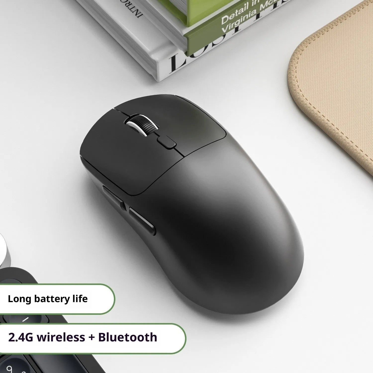 Multi-colour three-mode Bluetooth wireless mouse with USB receiver and charging cable for laptop use