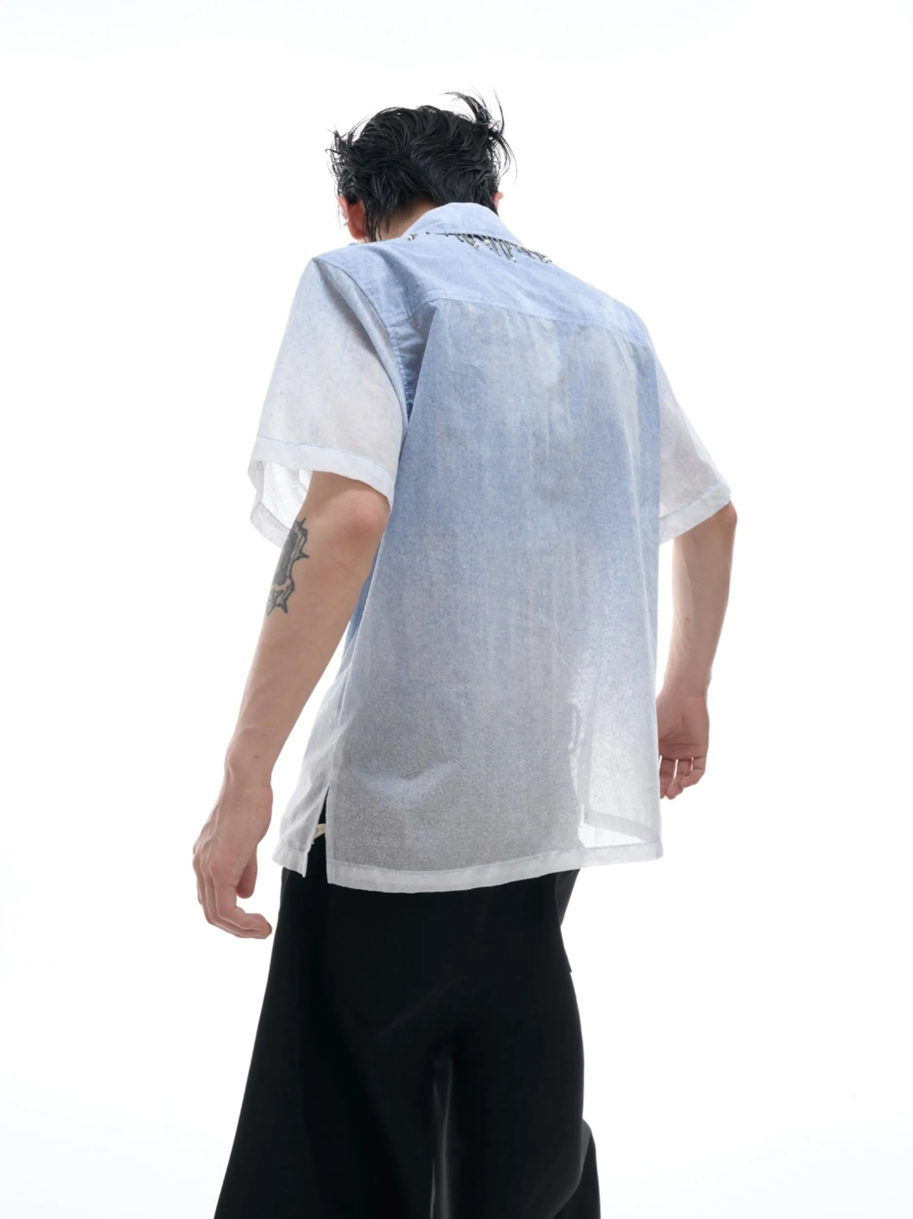 Blue solid colour half sleeve summer shirt with loose fit design