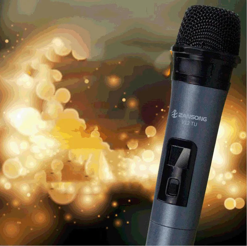 Black ZANSONG V12 wired dynamic handheld microphone with USB receiver and accessories