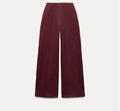 Women's fleece two-piece suit with pleated top and wide-leg trousers in black, grey, apricot or wine red
