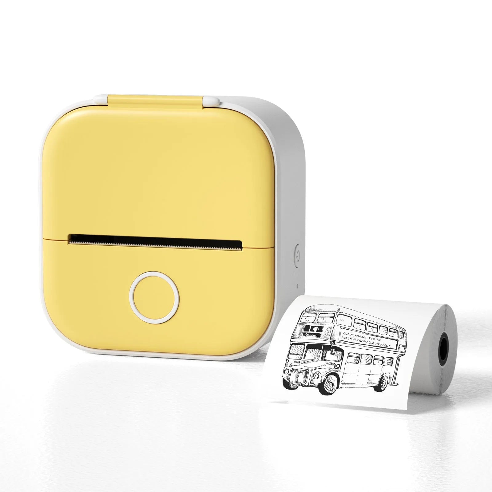 Phomemo T02 portable mini thermal label printer in white with Bluetooth connection