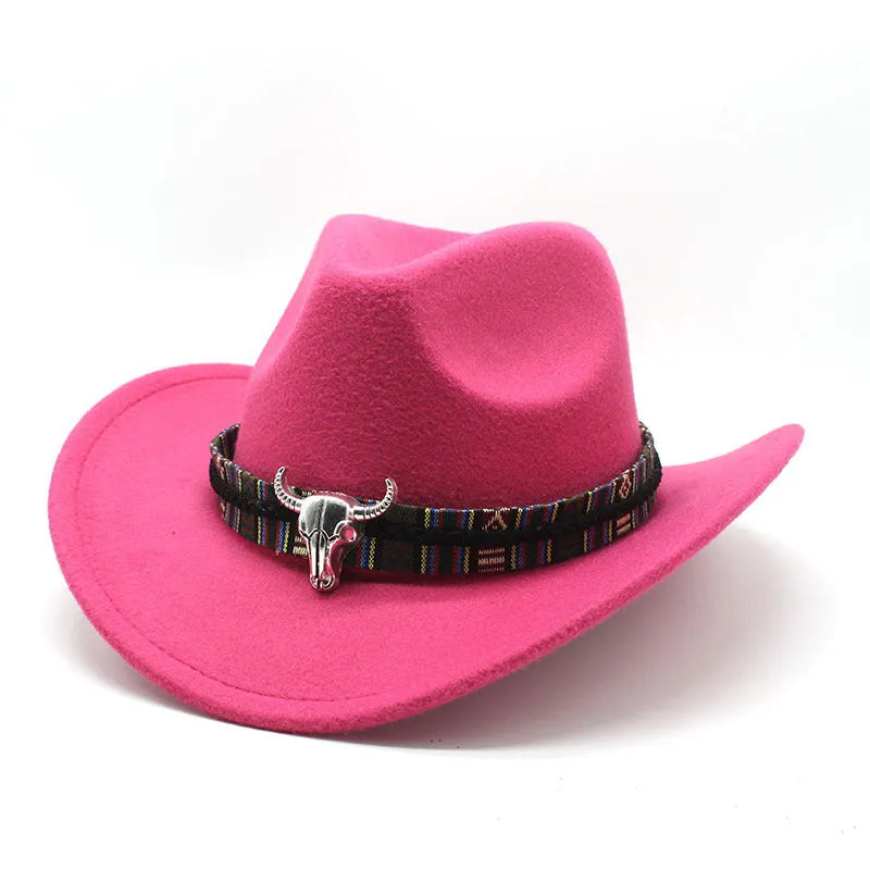 A Western-style bell crown cowboy hat on a stand, shown in an army green colour.