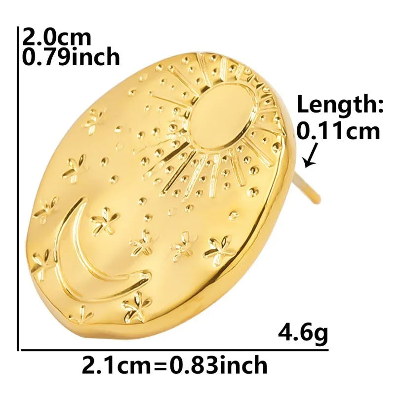 304 stainless steel geometric shell stud earrings with gold or silver electroplating for body piercing jewellery