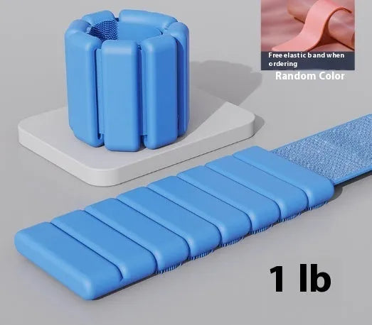 Silicone fitness bracelet with Velcro strap in black, blue, gray, or pink with 1lb or 2lb weight options