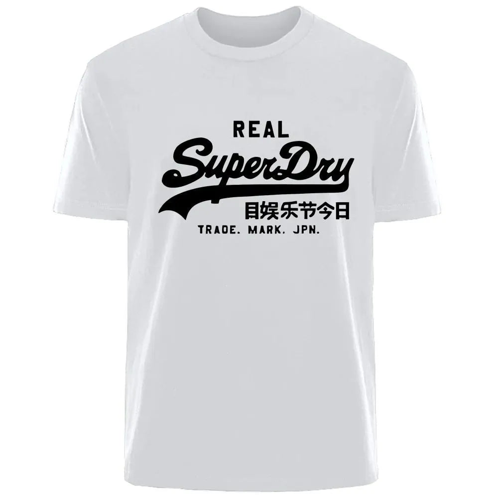 Retro men's pure cotton short sleeve T-shirt in white and black, sizes XS to 3XL