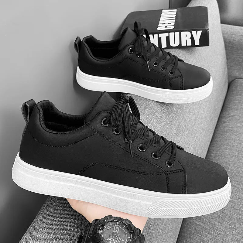 Men's Korean-style low top sneakers in black, white or two-tone colour options