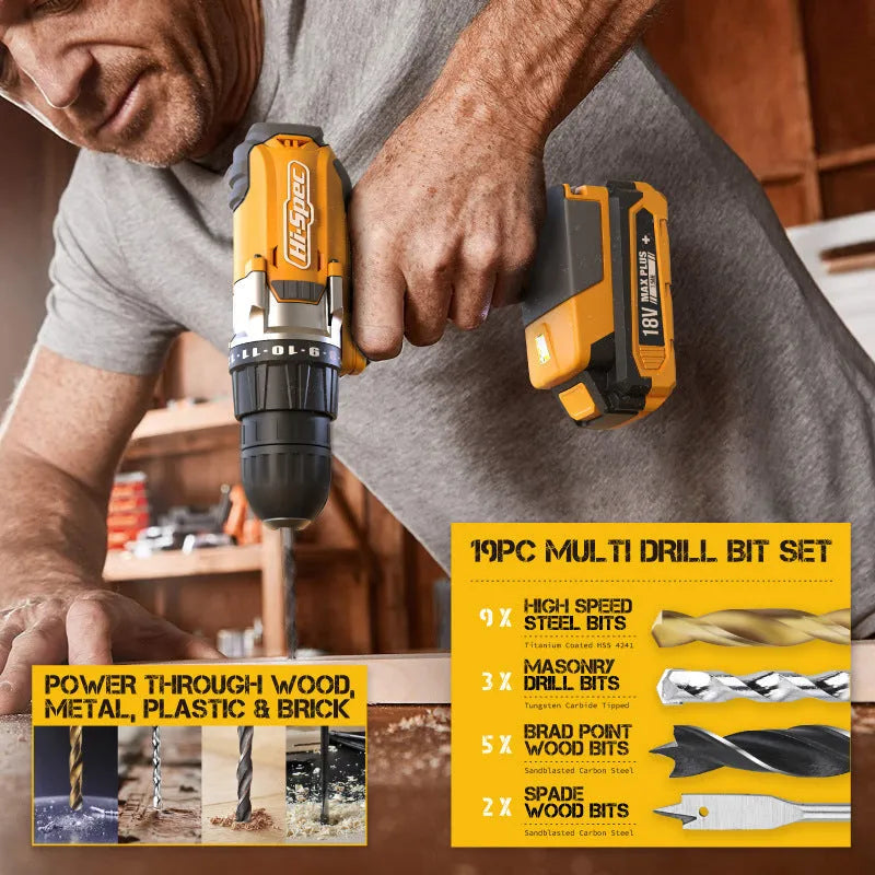 Grey yellow US style case open to show 82-piece chrome-vanadium steel home repair tool set