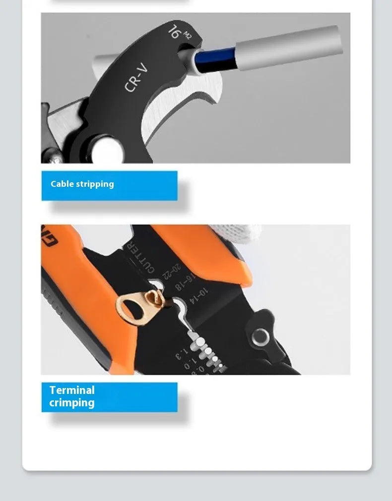 Fully automatic wire stripping pliers tool made from steel with box mounted presentation.