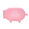 Blue and pink multifunctional LED alarm clock with temperature display and USB charging port