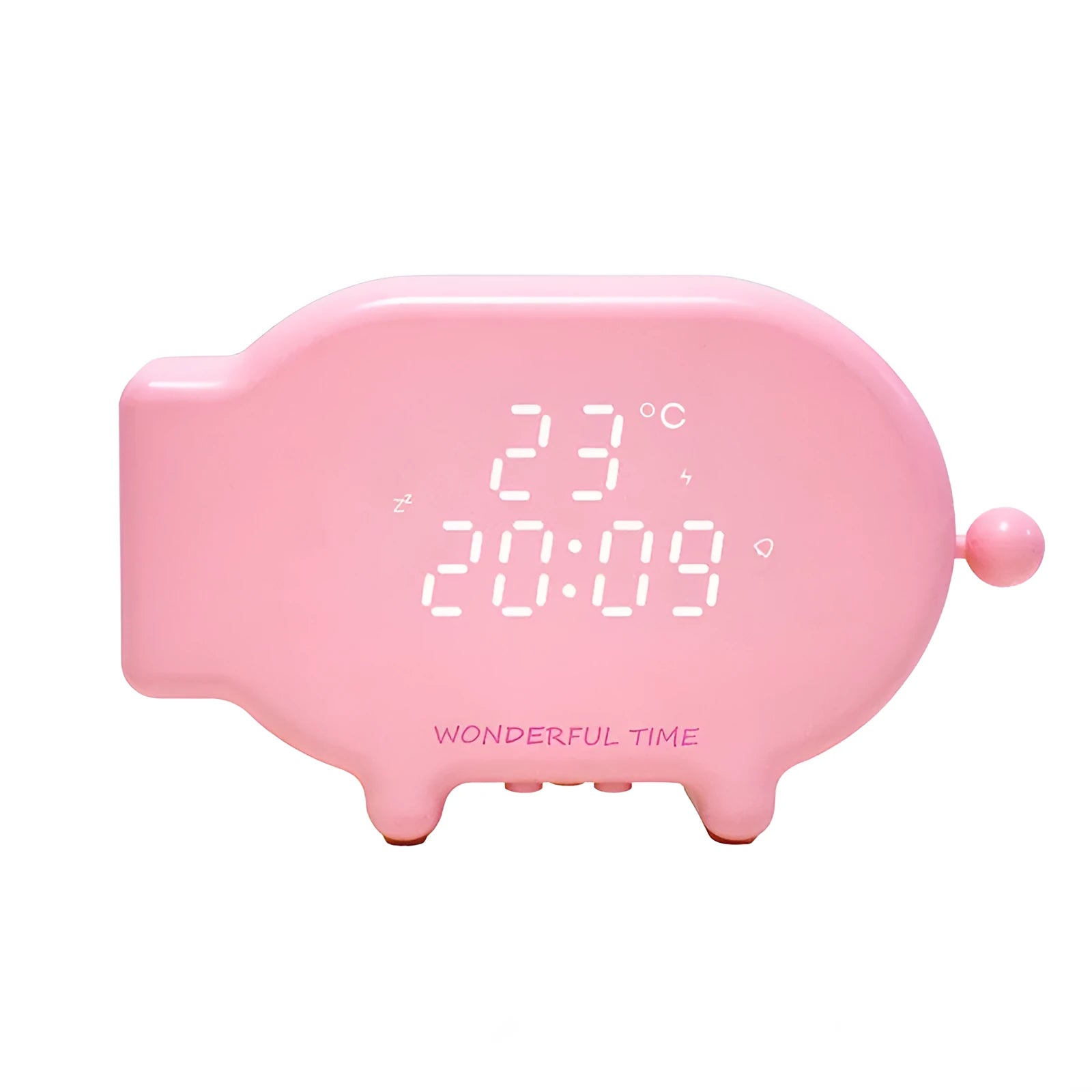 Blue and pink multifunctional LED alarm clock with temperature display and USB charging port