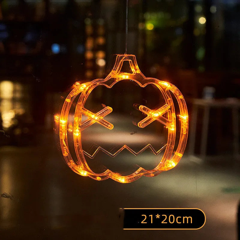 Halloween window hanging LED lights set with spider, pumpkin and ghost designs
