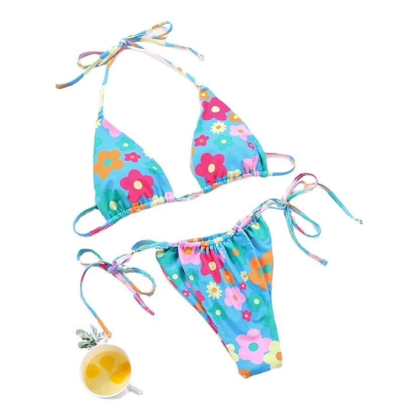 Women's polka dot print split swimsuit bikini set in multiple colour options