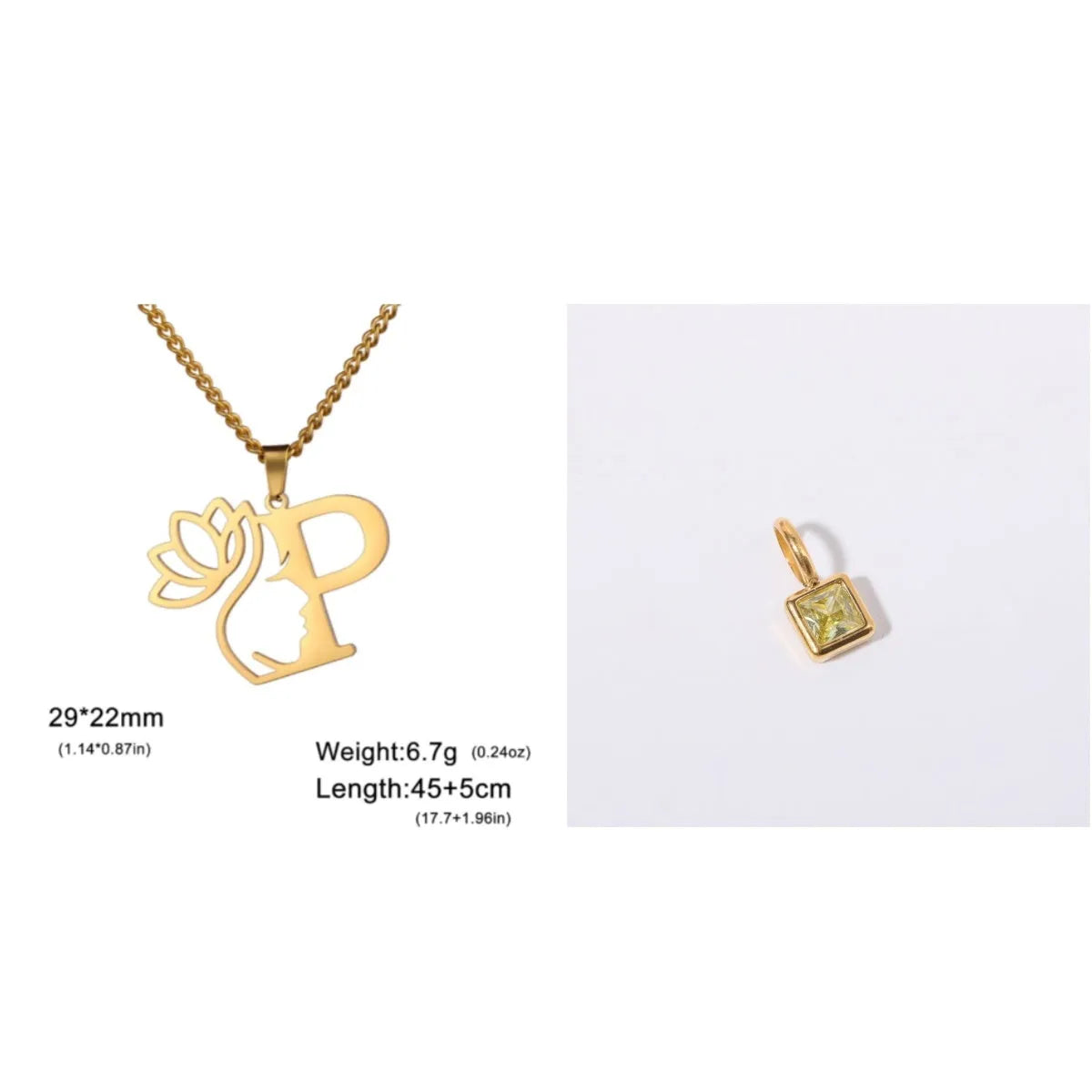 Stainless steel cross chain necklace with pendant in gold or silver electroplated finish