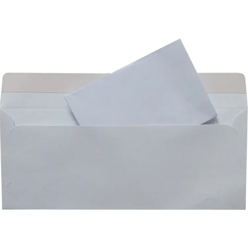 Blue confidential security envelope showing tamper-evident self-adhesive seal and 105x240mm dimensions