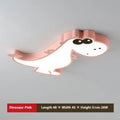 Children's ceiling light with cartoon dinosaur shade and dimmable green or pink light