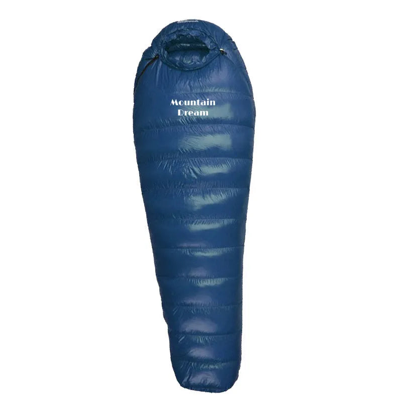 Ultralight mummy down-filled sleeping bag for adults, 400T nylon shell, white duck down fill, 210x80x50cm