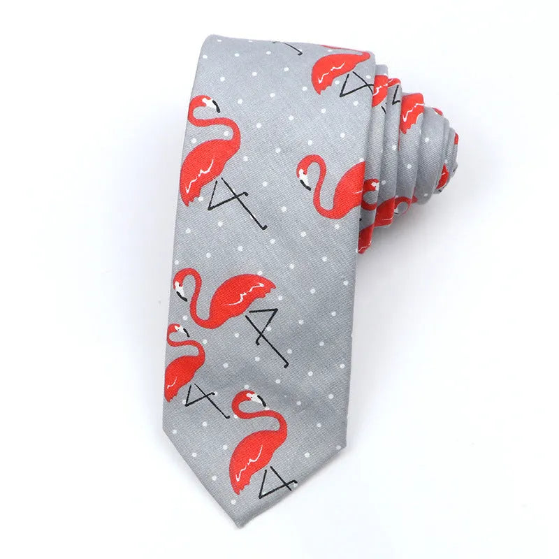 Men's narrow cotton bow tie in a cartoon print with an adjustable knot, shown in a selection of colours.