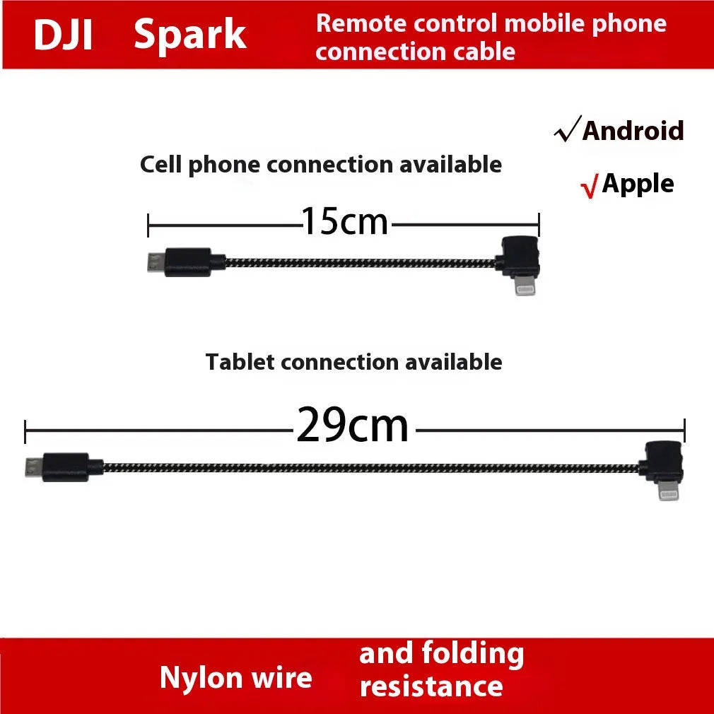 15cm Type C data cable with metal connector, nylon and PVC build, for remote control mobile phone tablet connection