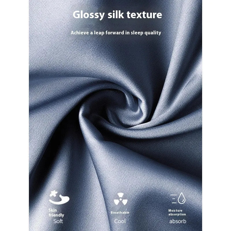 Men's ice silk three-piece homewear suit in a choice of colours including black, blue and champagne.