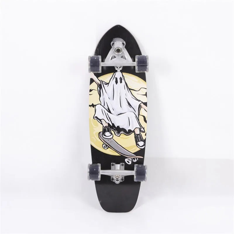 White maple wood street scooter measuring 31 inches in length
